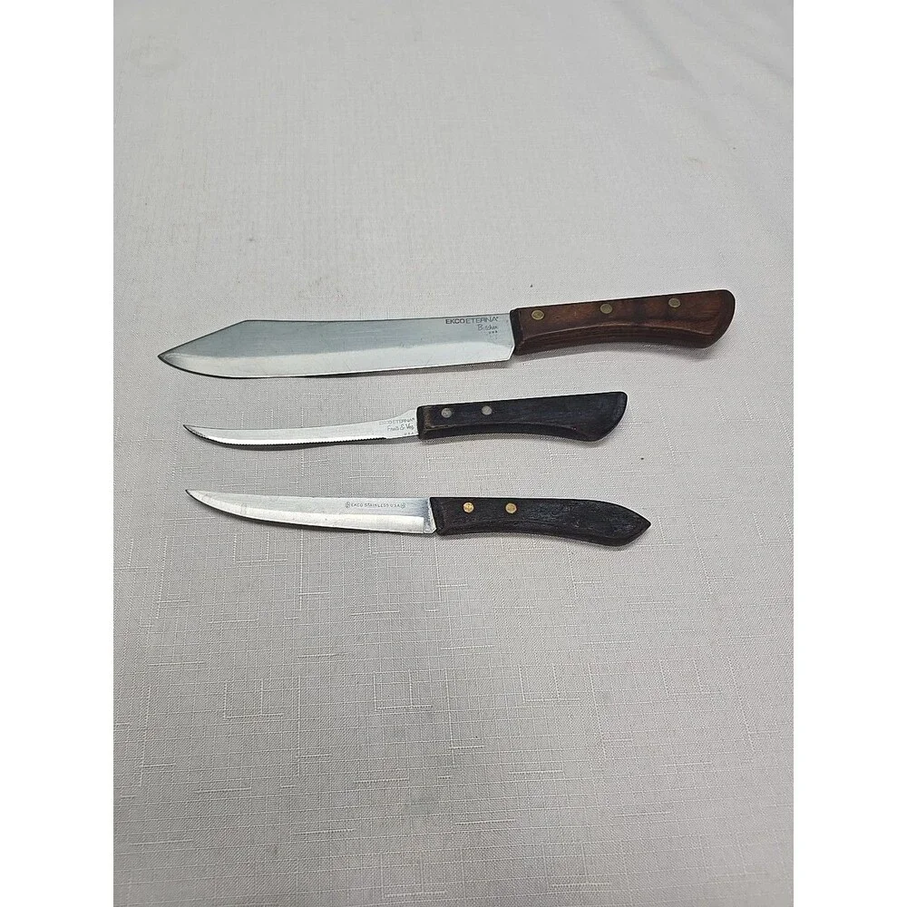 Vintage Ekco Eterna Kitchen Knives Butcher And Fruit And Veg- One Ekco Stainless